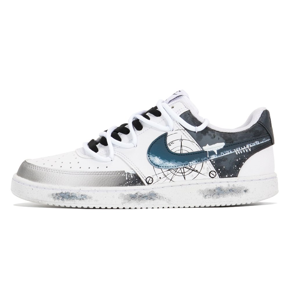Nike Court Vision Joy Lemon Slip-Resistant Cushioning Wear-Resistant Low-Top Skateboard Shoes Unisex Black White Blue