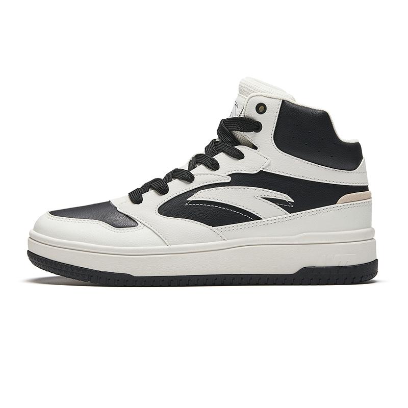 Anta Life Collection Anti-Slip Wear-Resistant Mid-Top Skateboard Shoes Men's Black White
