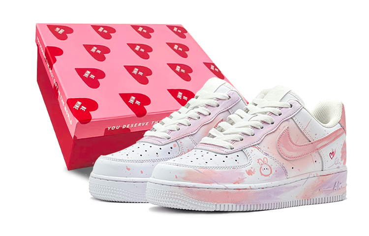 Nike Air Force 1 Anti Slip Wear Resistant Low Top Skateboard Shoes Men's Pink White