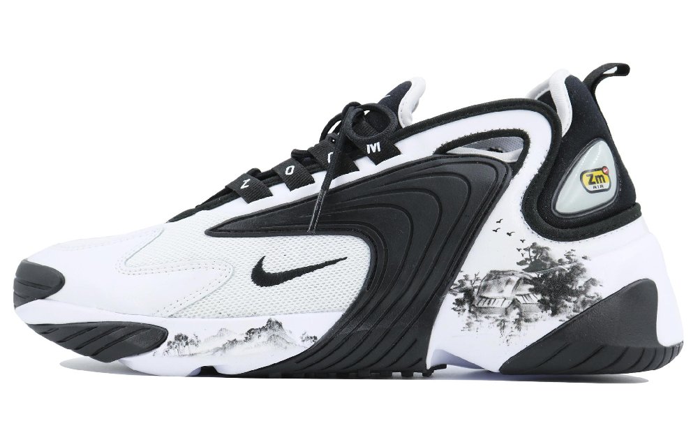 Nike Zoom 2K Cushioning, Slip Resistant, And Abrasion Resistant Low Top Casual Running Shoes Unisex Black White