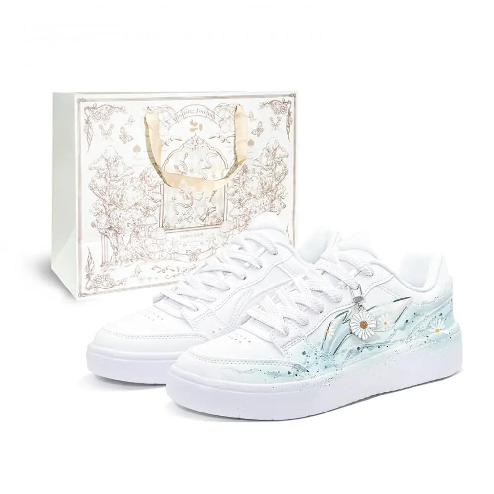 LiNing Acer Truncatum Abrasion Resistant Height Increasing Low top Skateboard Shoes Men's White Cyan