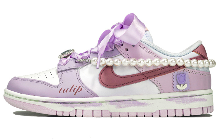 Nike Dunk Anti-Slip And Wear-Resistant Lightweight Low-Top Skateboard Shoes Women's Purple White