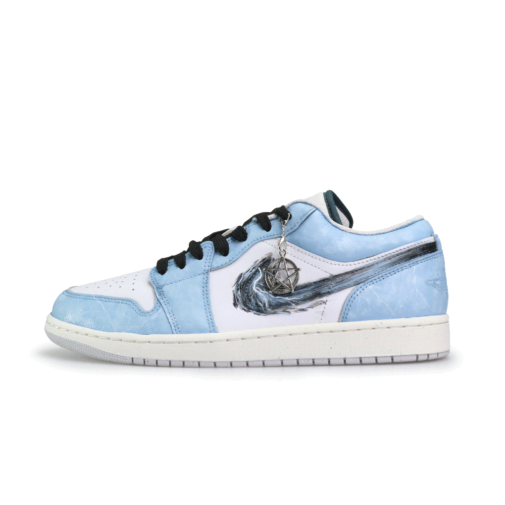 Jordan Air Jordan 1 Experiencing Wind And Rain Abrasion Resistant Low Top Vintage Basketball Shoes Unisex Carolina Blue