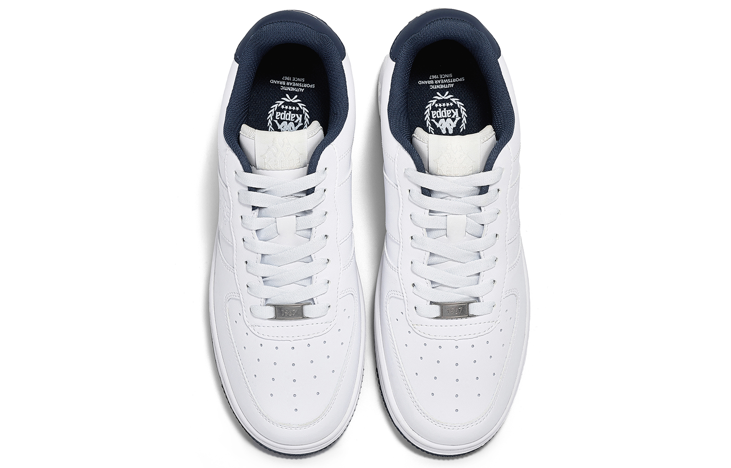 Kappa Anti Slip Wear Resistant Low Top Skateboard Shoes Unisex White Blue
