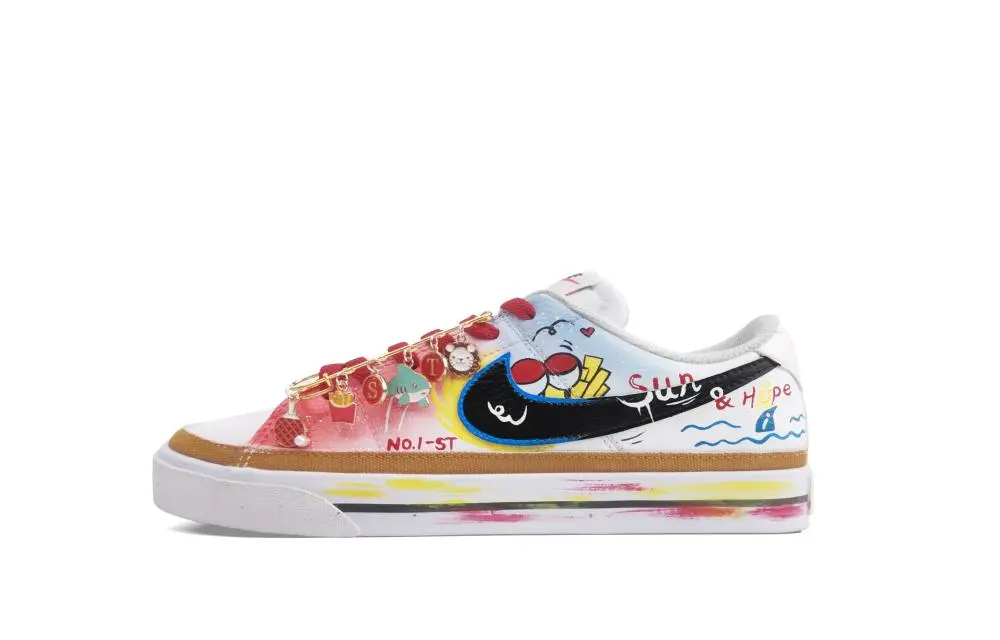 Nike Court Legacy Zero Gravity, Lion And Shark Low top Skateboard Shoes Unisex Red Blue