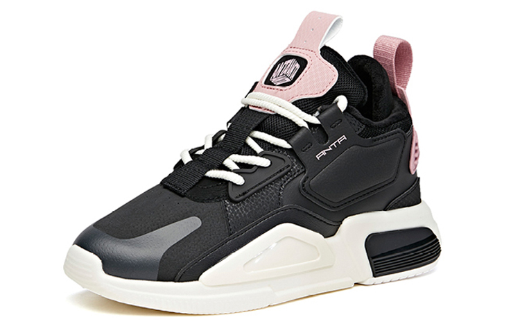 Anta Life Collection Cushioned Wear-Resistant Balanced Breathable Low-Top Skateboard Shoes Women's Black Lotus Pink