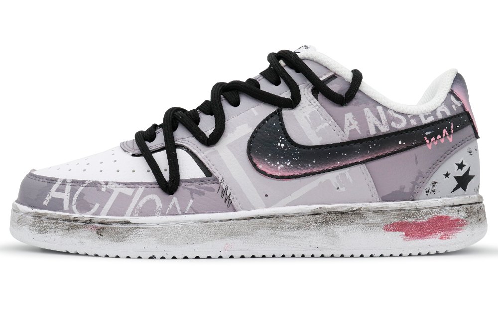 Nike Court Vision 1 Purple Star Anti-Slip Wear-Resistant Low-Top Skateboard Shoes Men's Gray Purple