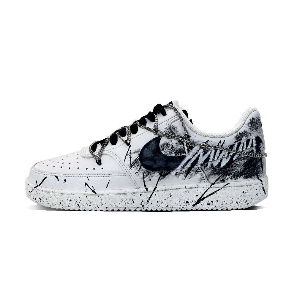 Nike Court Vision 1 Wear-Resistant Balance Slip-Resistant Low-Top Skateboard Shoes Unisex Black White