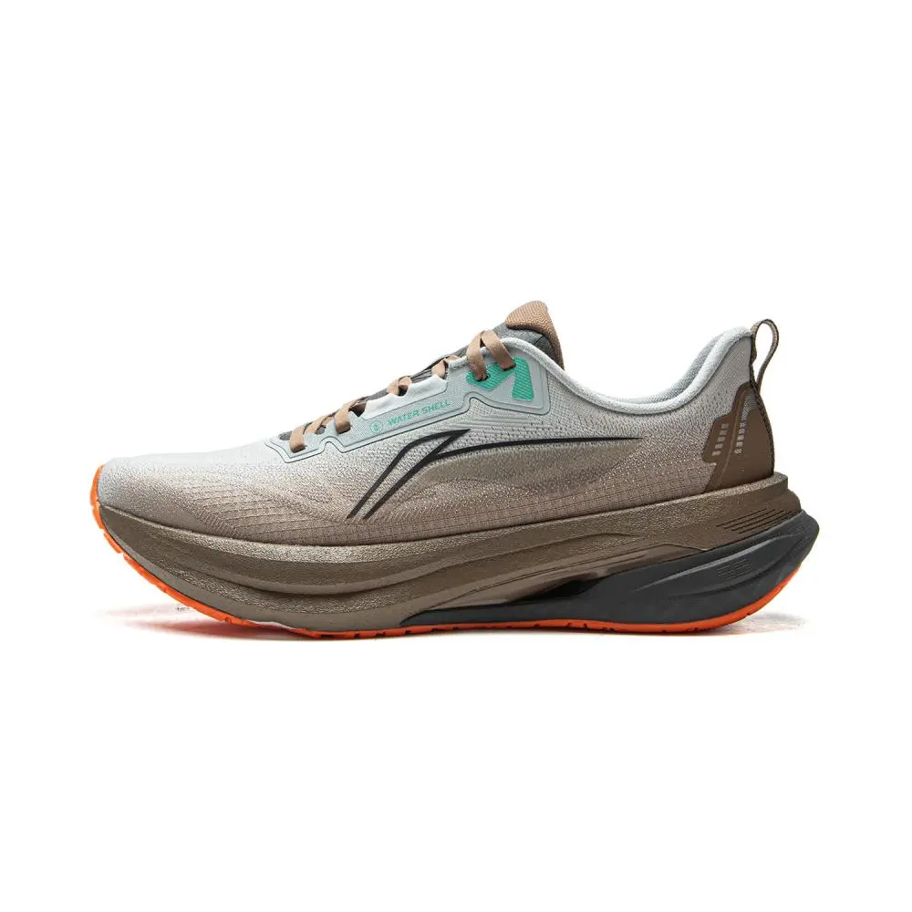 LiNing Shock Absorbers Slip Resistant Abrasion Resistant Breathable Low Top Running Shoes Men's Elegant Gray