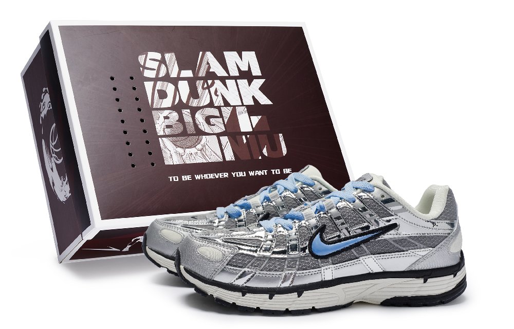 Nike P-6000 Anti-Slip And Wear-Resistant Breathable Low-Top Casual Y2k Retro Running Shoes Unisex Silver Gray Blue