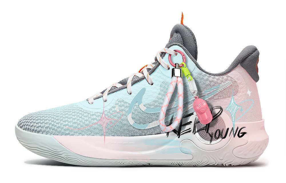 Nike KD Trey 5 IX Shooting Stars Dust Anti-Slip Wear-Resistant Mid-Top Basketball Shoes Unisex Pink Blue