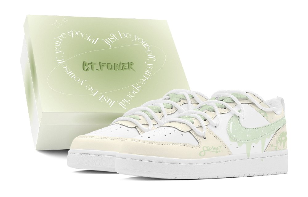 Nike Court Borough Skateboard Shoes Women's Low-Top Yellow/Green/White