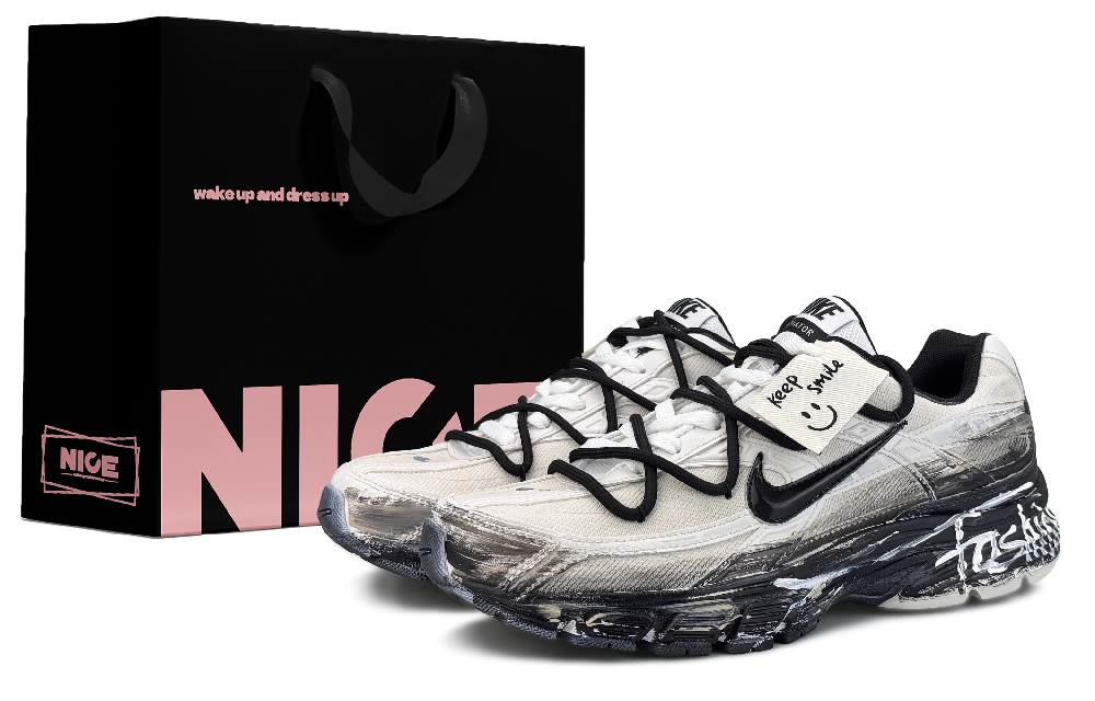 Nike Initiator Cushioning, Breathable, Supportive Low Top Running Shoes Men's Black White Gray