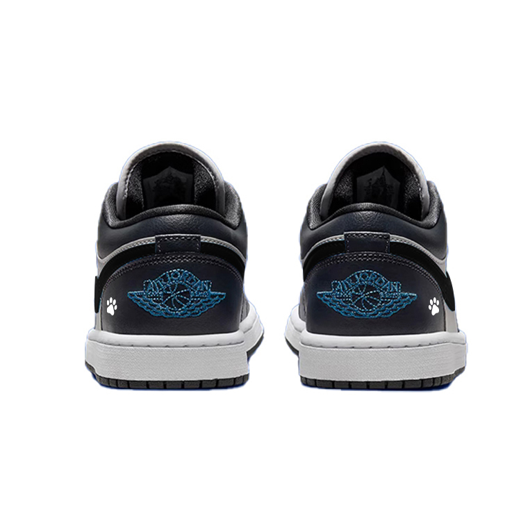 Jordan Air Jordan 1 Cushioned Slip-Resistant Low-Top Vintage Basketball Shoes Unisex Black Gray