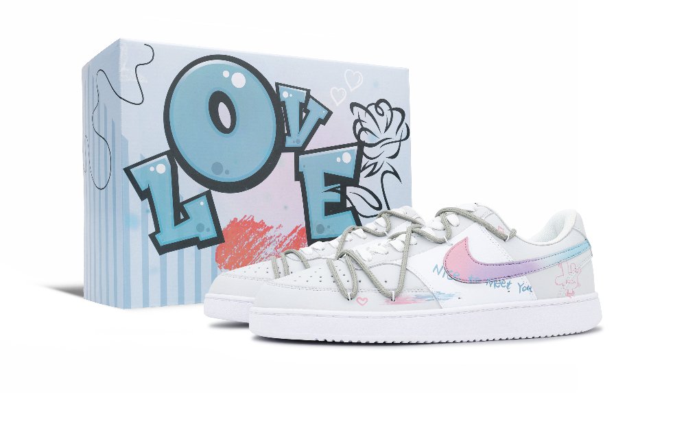 Nike Court Vision 1 Exquisite Multicolor Anti Slip Wear Resistant Low Top Skateboard Shoes Men's White Gray