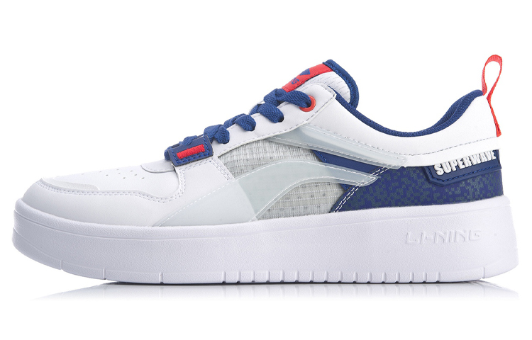 LiNing Superwave Lite Non slip Lightweight Low Top Skateboard Shoes Men's White Blue