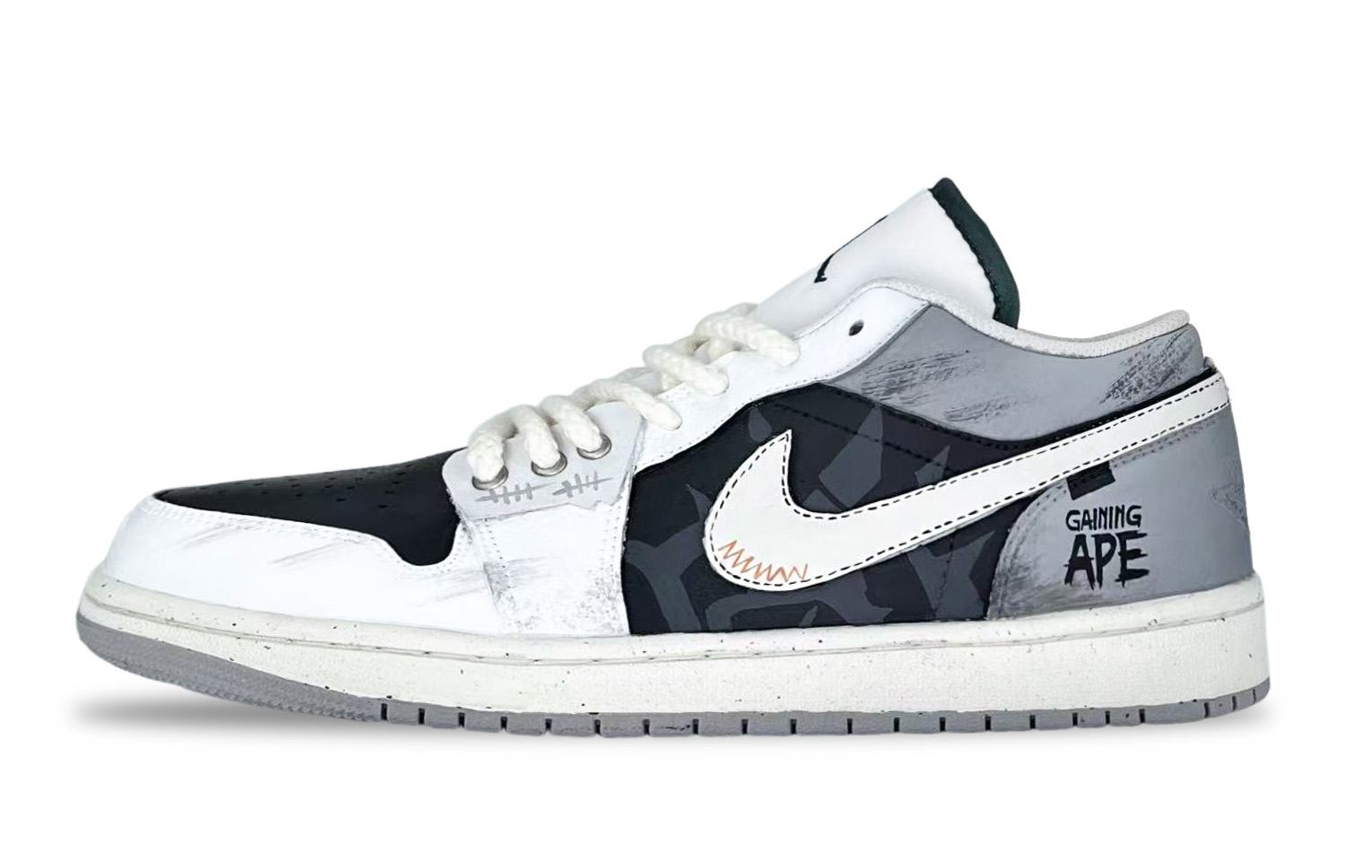 JORDAN Air Jordan 1 Vintage Basketball Shoes Unisex Low top White/Gray
