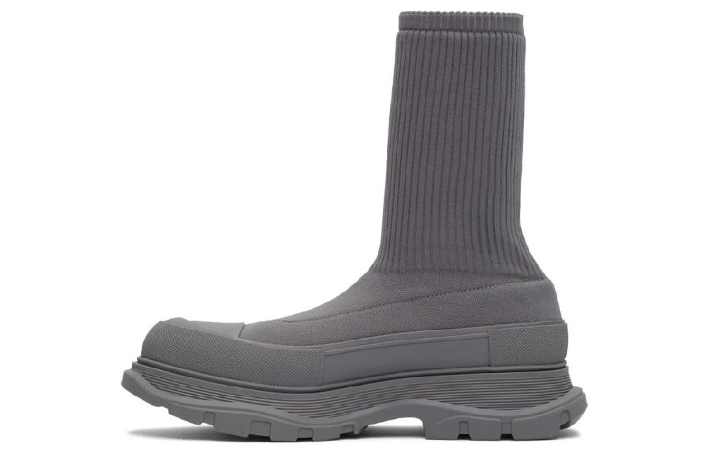 Alexander McQueen Graffiti Knit Tread Slick Boot Grey