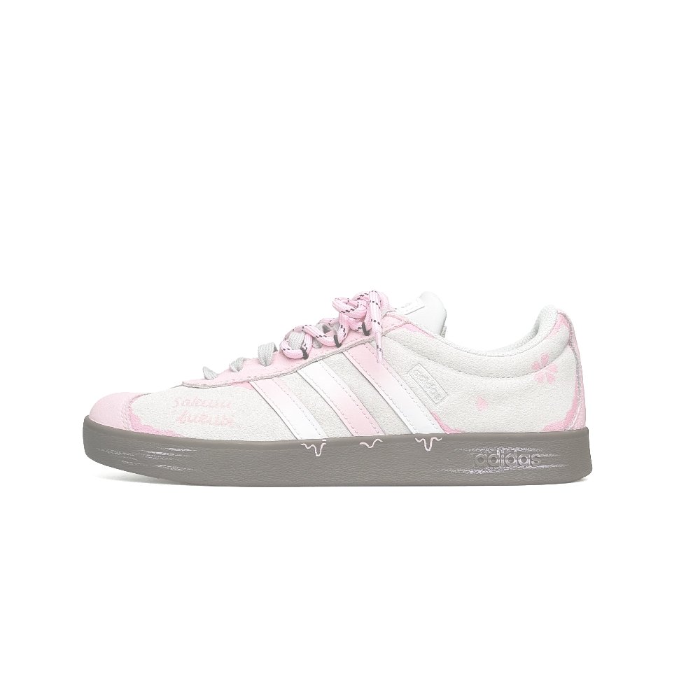 Adidas VL COURT 2.0 Abrasion Resistant Low Top Skateboard Shoes Women's Pink White