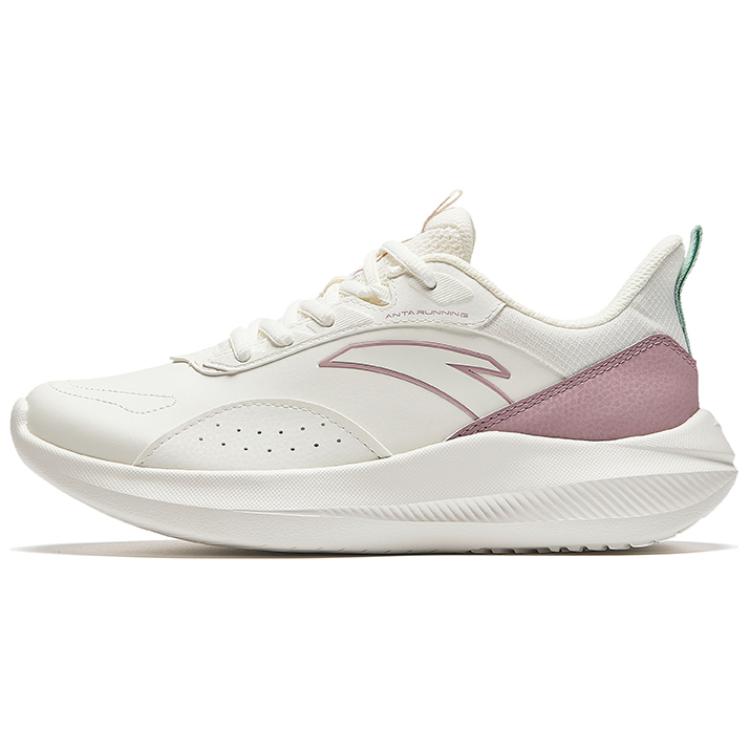 Anta Cushioning Anti-Slip Wear-Resistant Breathability Low-Top Casual Running Shoes Women's Ivory White Taro Purple