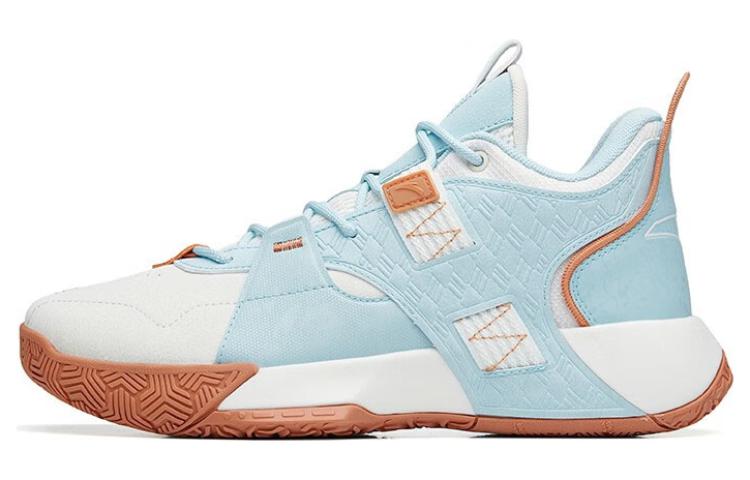 Anta 2 Shock Absorbers With Slip Resistant Features Mid Top Basketball Shoes Men's Gray Blue