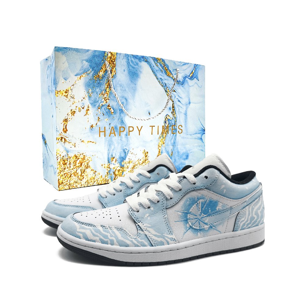 Jordan Air Jordan 1 Abrasion Resistant Low Top Vintage Basketball Shoes Unisex Blue White