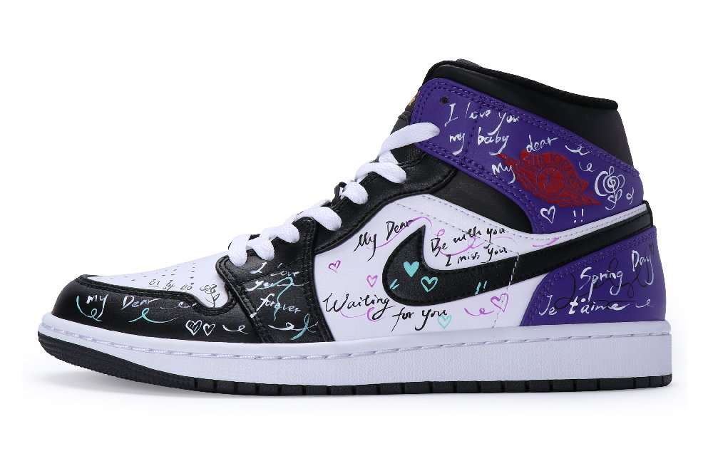 Jordan Air Jordan 1 Vintage Basketball Shoes Women's Mid Top Black/Purple