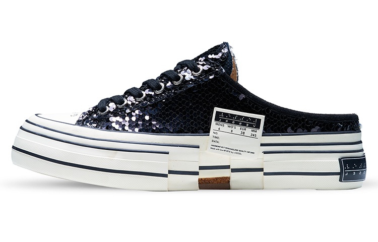 VESSEL G.O.P Slip On 'Racer Pointy' Canvas Shoes Unisex Black Silver