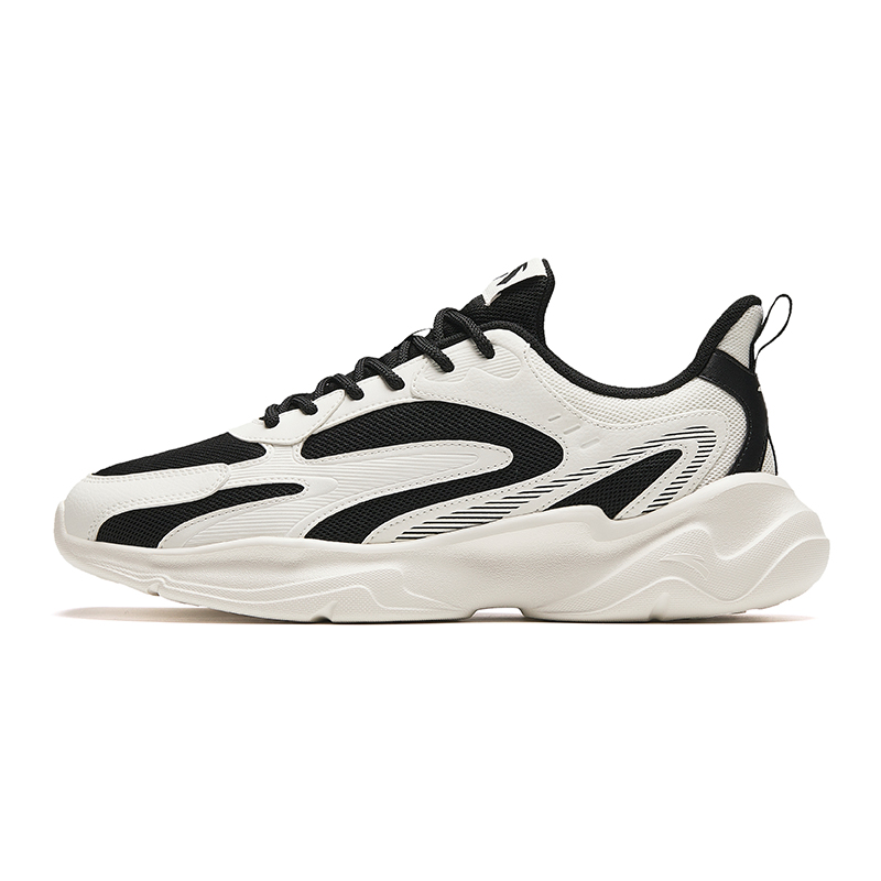 Anta Irregular Shape Cushioned Slip-Resistant Low-Top Casual Shoes Men's Black White