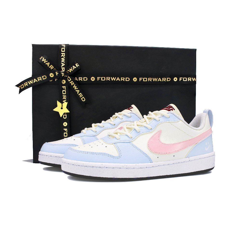 Nike Court Borough Skateboard Shoes Women's Low Top Beige/Blue
