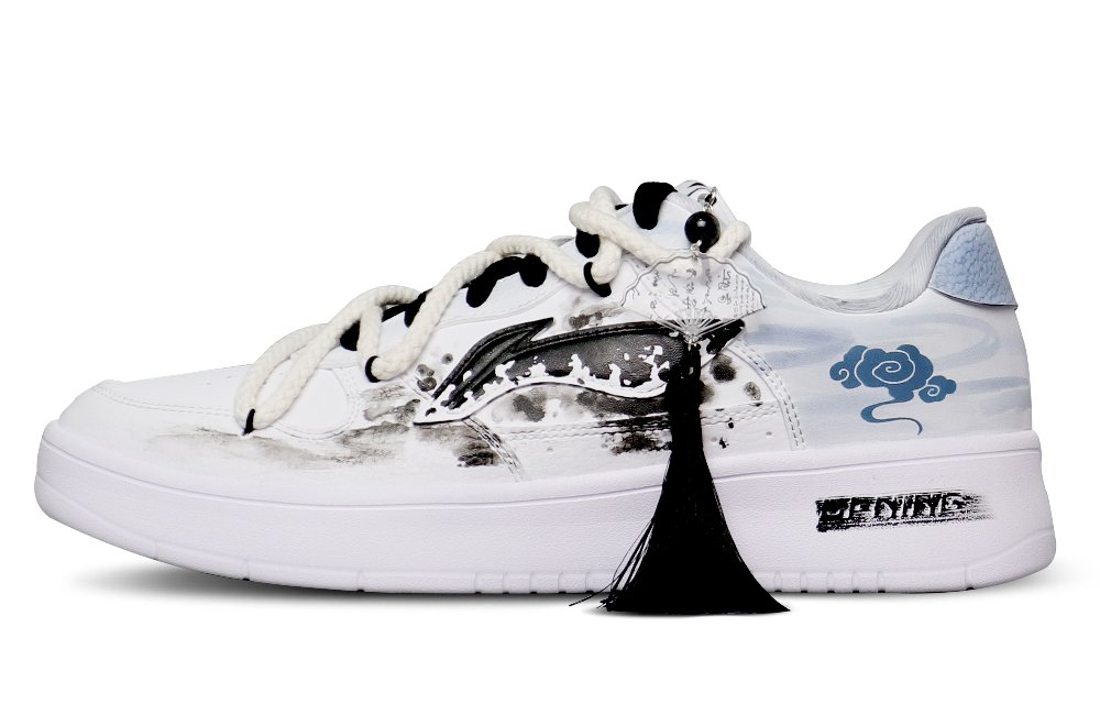 LiNing Sports Life Collection Anti-Slip And Wear-Resistant Breathable Low-Top Skateboard Shoes Men's White Black Blue