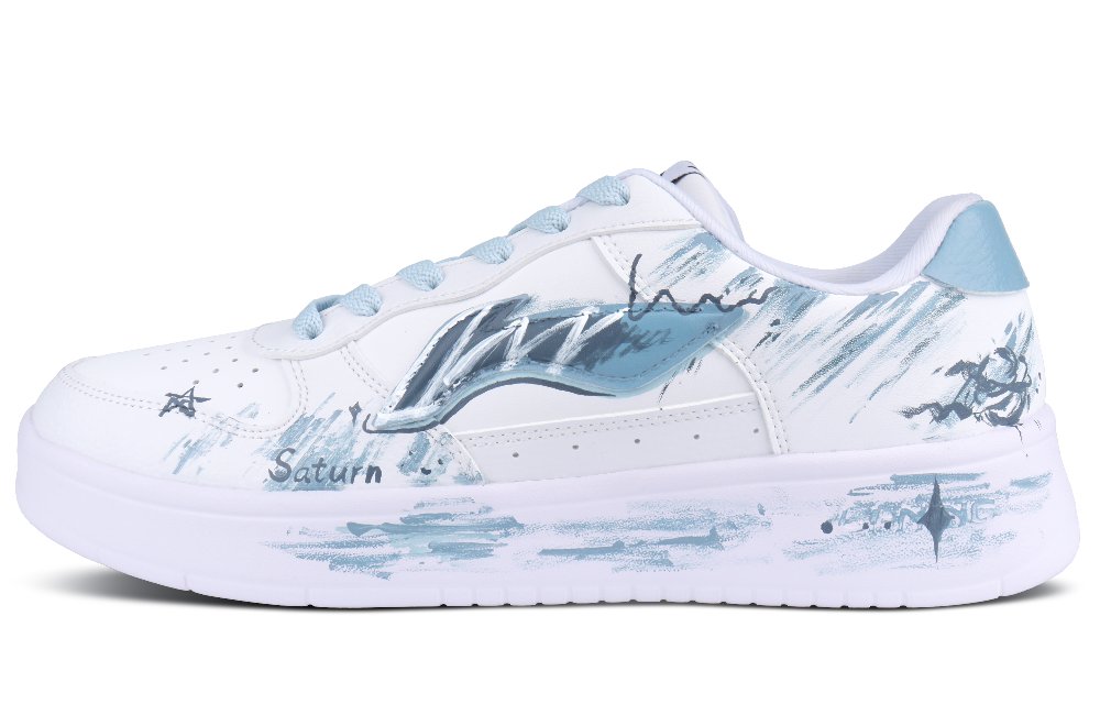 LiNing Pontoon Boats Slip Resistant, Abrasion Resistant, Breathable Low top Skateboard Shoes Unisex Blue White