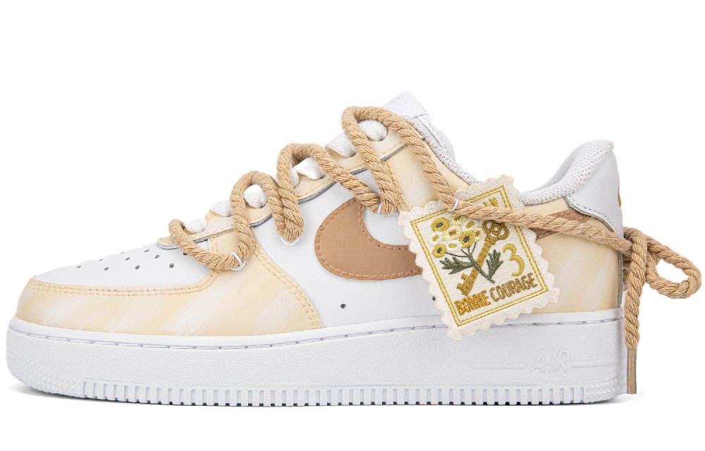 Nike Air Force 1 Skateboard Shoes Women's Low Top Beige/White
