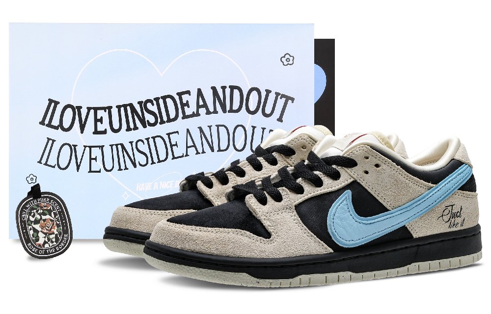 Nike Dunk Dolphin Warm Anti-Slip And Wear-Resistant Low-Top Skateboard Shoes Unisex Black Gray Blue