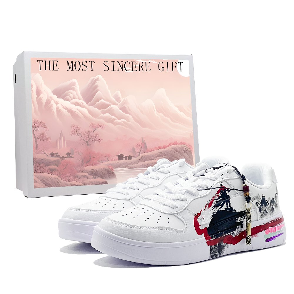 LiNing Pontoon Boats Slip Resistant, Abrasion Resistant, Breathable Low Top Skateboard Shoes Men's White Black Red