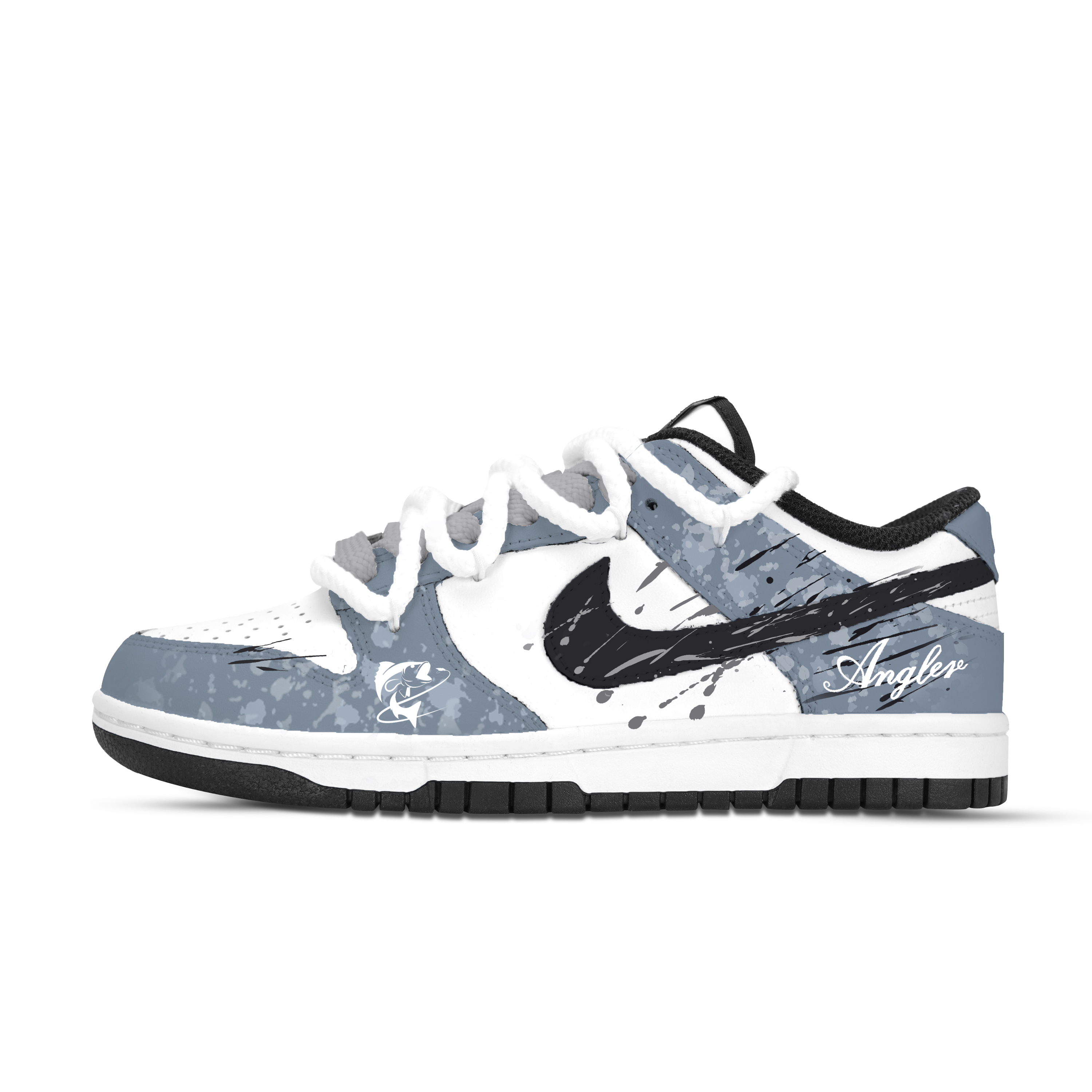 Nike Dunk Fishers Abrasion Resistant Slip Resistant Low top Skateboard Shoes Unisex Blue Black White Gray