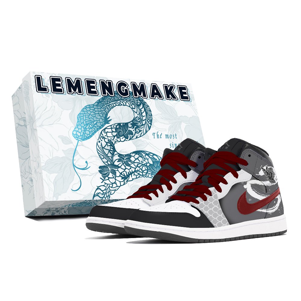 Jordan Air Jordan 1 Joy Lemon Abrasion-Resistant Mid-Top Vintage Basketball Shoes Unisex Red Gray