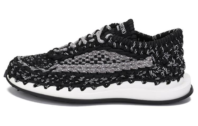Valentino Crochet Wear resistant And Lightweight Low Top Casual Shoes Men's Black