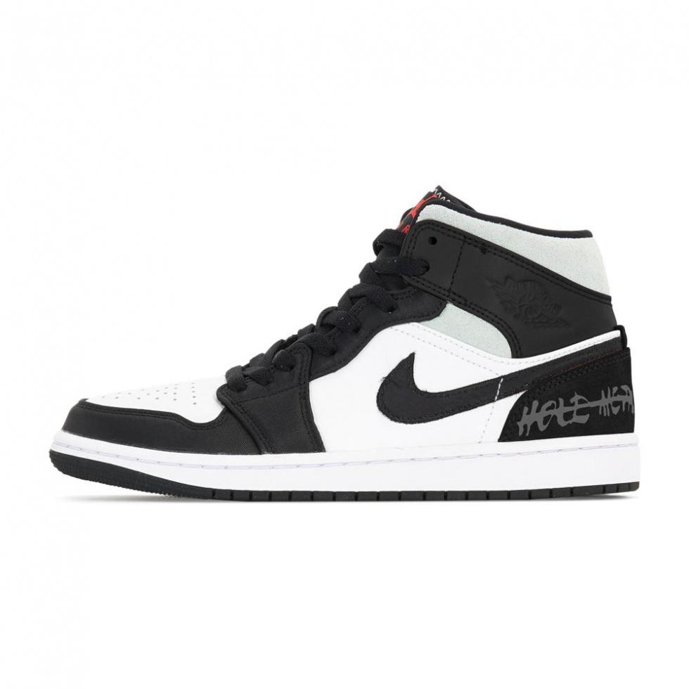 Jordan Air Jordan 1 Tri-Experimental Laboratory Slip-Resistant Mid-Top Vintage Basketball Shoes Men's Black White
