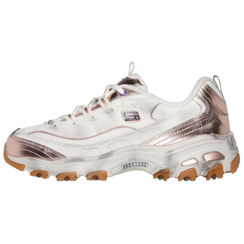 Skechers DLITES Low Top Chunky Sneakers Women's White Pink Gold