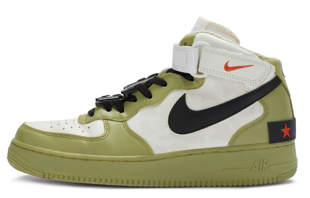 Nike Air Force 1 811 Manufacturing Anti-Slip Wear-Resistant Mid-Top Skateboard Shoes Men's Army Green White