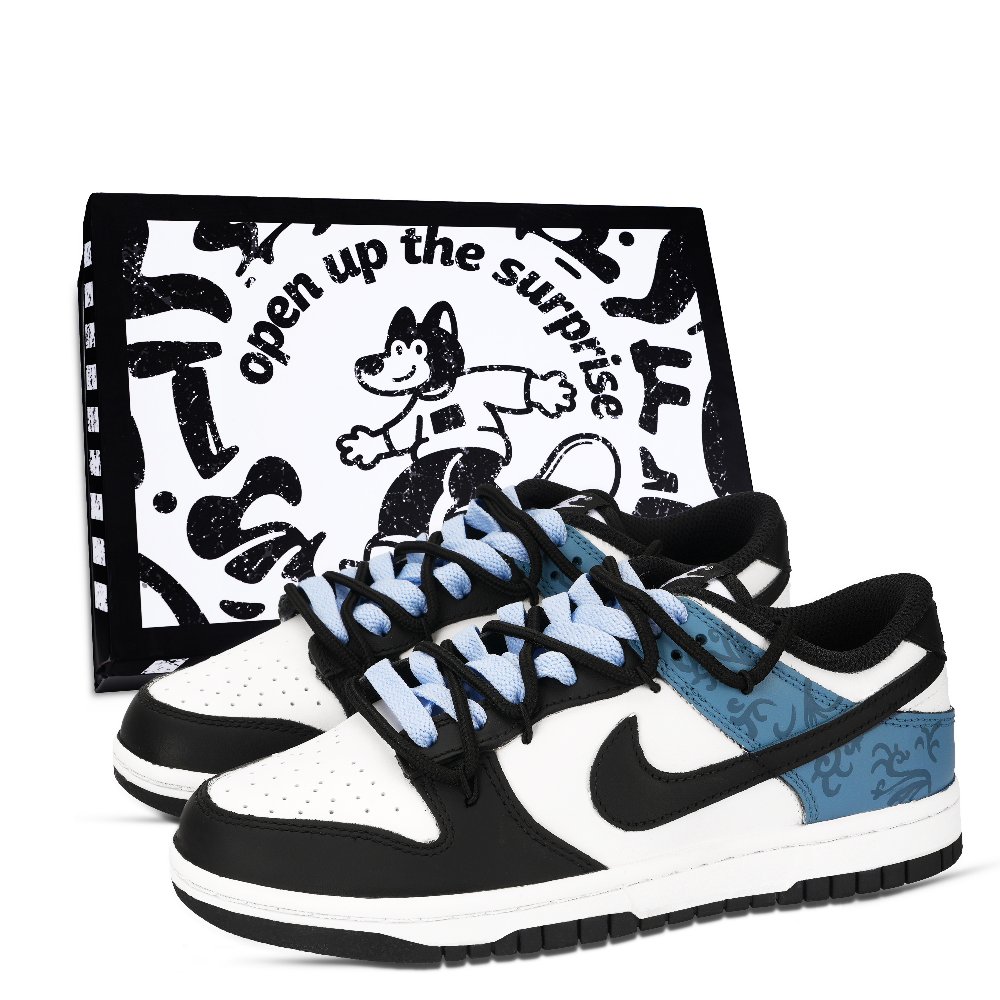 Nike Dunk Panda, Yutian Zhizhou Abrasion Resistant Low Top Skateboard Shoes Unisex Blue Black White