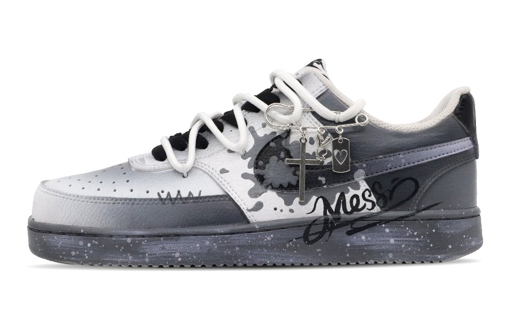 Nike Court Vision 1 In The Forest Apocalyptic Ash Wear-Resistant Low-Top Skateboard Shoes Men's Black Gray