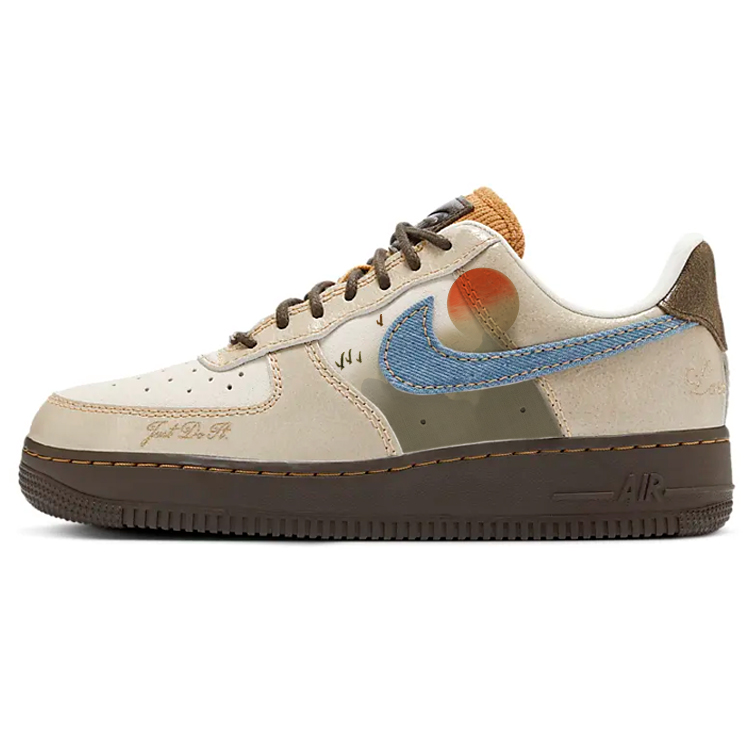 Nike Air Force 1 Landscape Mood Slip-Resistant Low-Top Skateboard Shoes Women's Brown