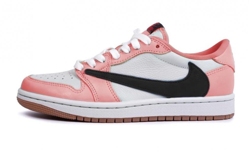 Jordan Travis Scott X Air Jordan Anti-Slip Wear-Resistant Low-Top Vintage Basketball Shoes Unisex Pink White