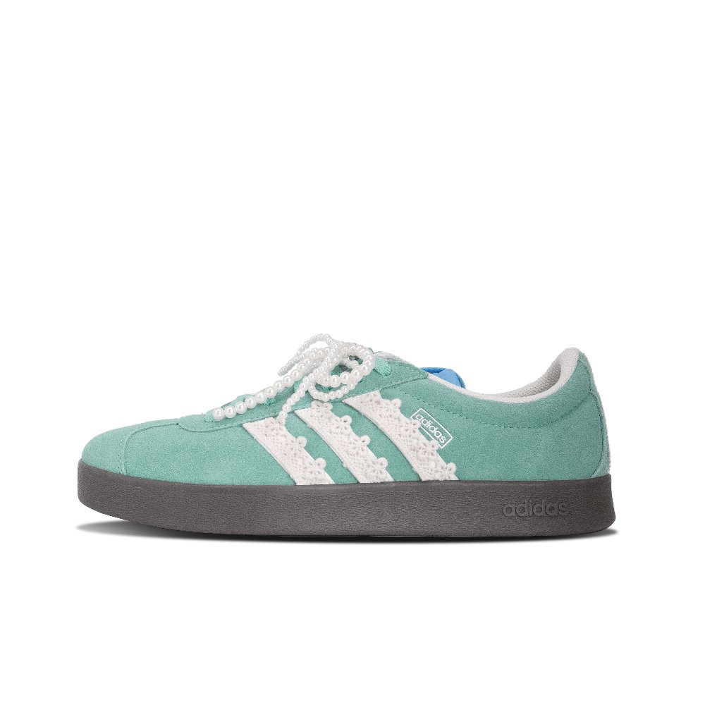 Adidas VL COURT 2.0 Pearl Lace Slip Resistant Low Top Skateboard Shoes Unisex Emerald