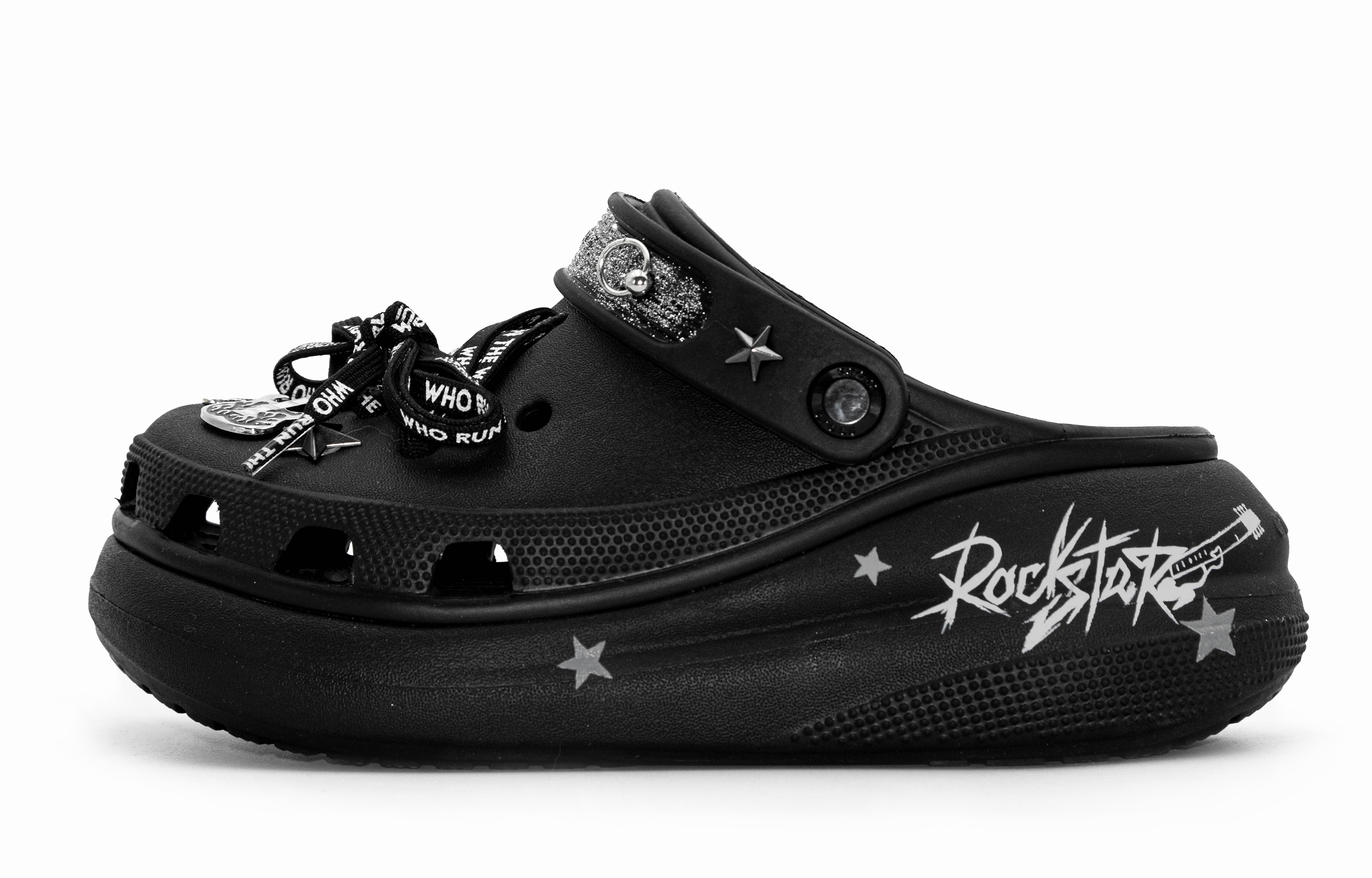 Crocs Crush Clog Star Tide Rock MONE Manufacturing, Box Classic Crush Clogs Unisex Black