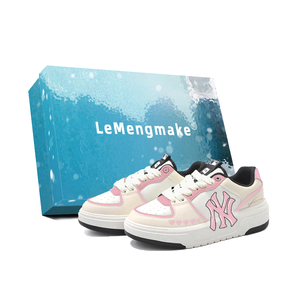 MLB Chunky Liner Cushioning, Wear Resistant Low Top Skateboard Shoes Unisex White