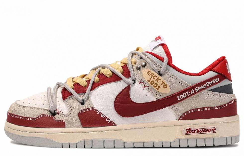 Nike Dunk Low Top Skateboard Shoes Unisex Red White Gray