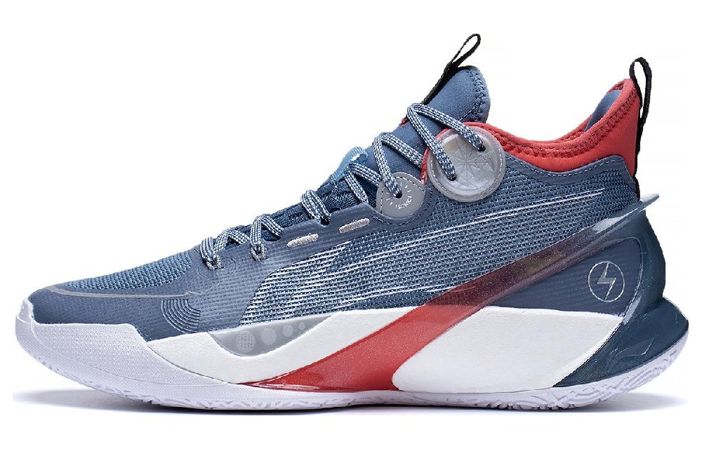 LiNing SONIC 10 Ultra Abrasion Resistant Breathable Mid top Basketball Shoes Men's Blue White Red